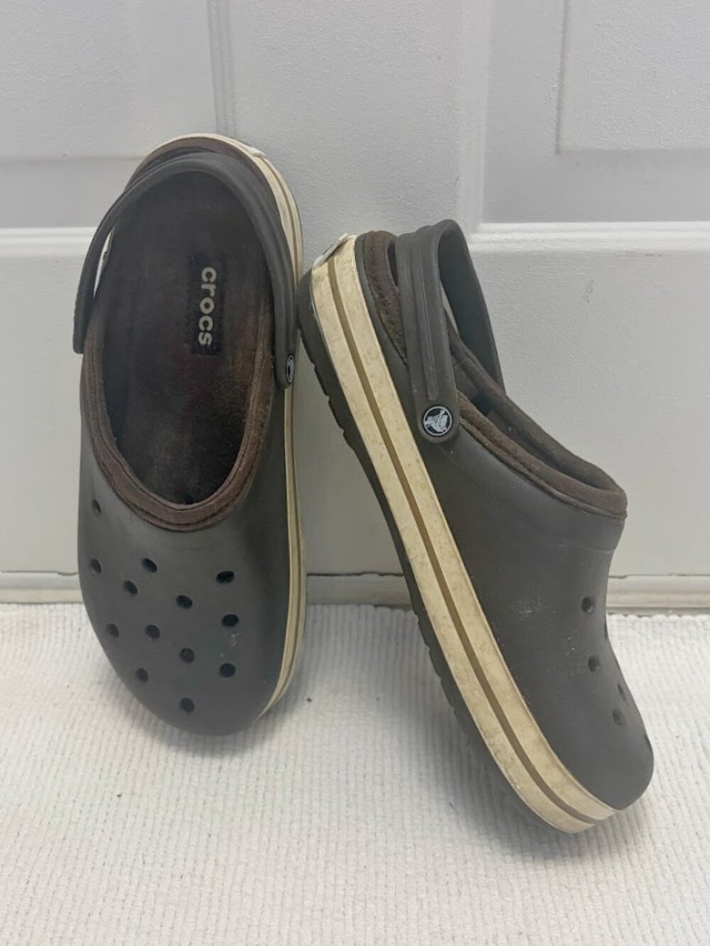Crocs Crocband Stripe Sporty Midsole Lightweight Cushioning Slip On Clogs
